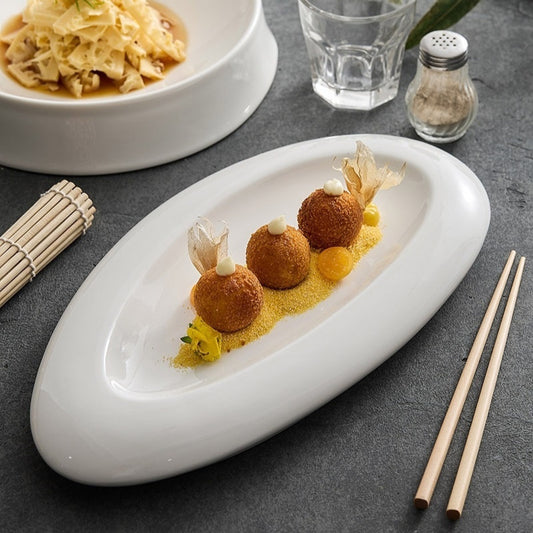 Irregular White Ceramic Dinner Plate