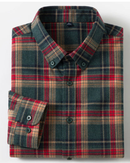 Retro Plaid Long Sleeve Casual Men's Clothing Shirt