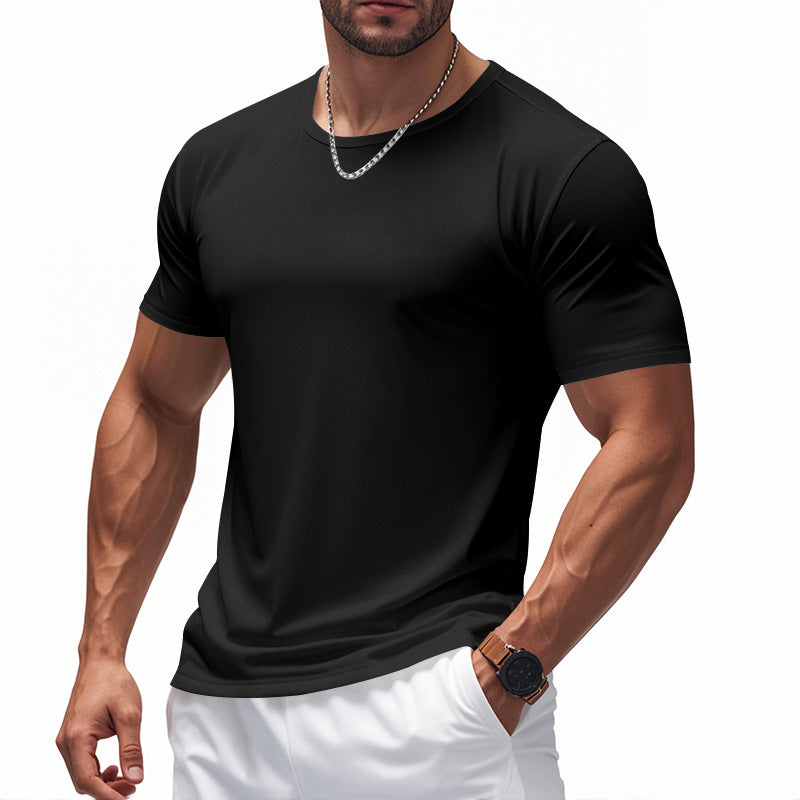 Quick-drying Crew Neck Short Sleeve Marathon Workout Exercise T-shirt
