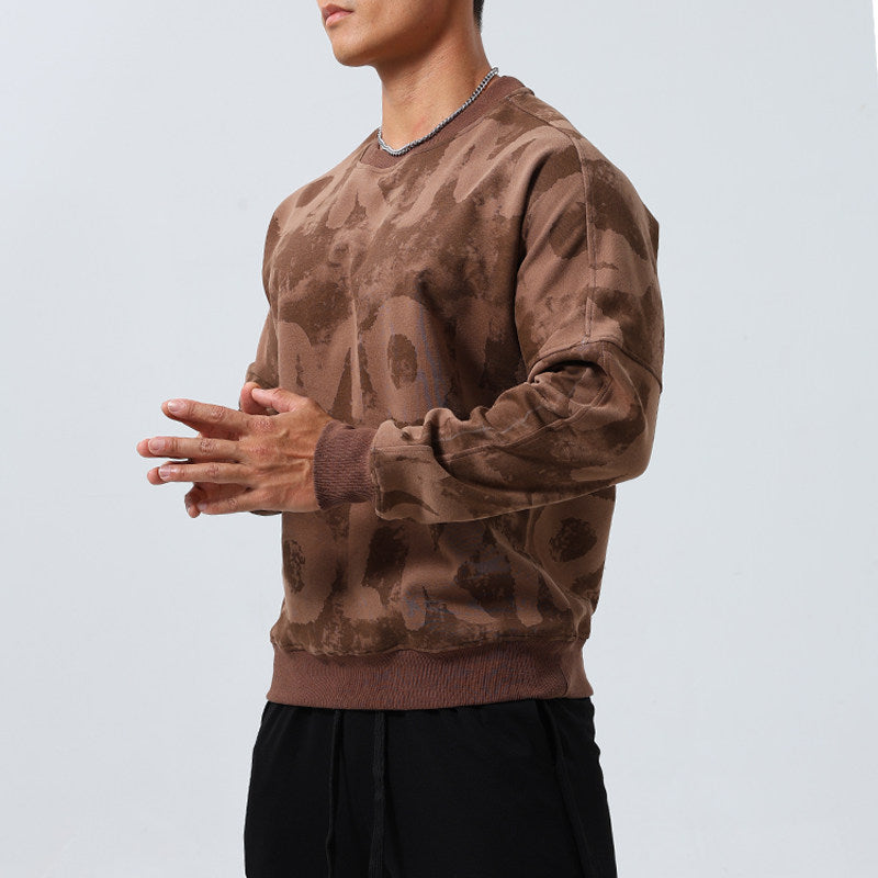 Mens Crew-Neck Pullover Sports Long-Sleeve Sweatshirt