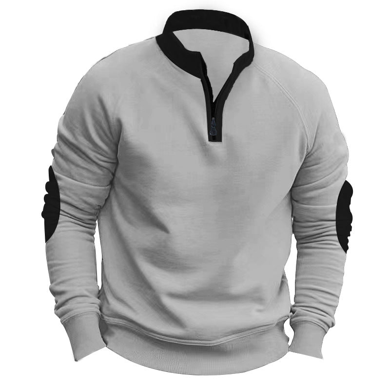 Stand Collar Pullover Half Zip Long Sleeve Coat