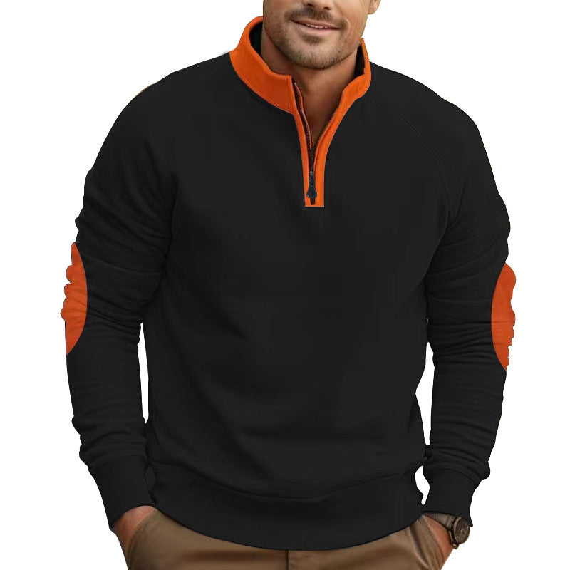 Stand Collar Pullover Half Zip Long Sleeve Coat