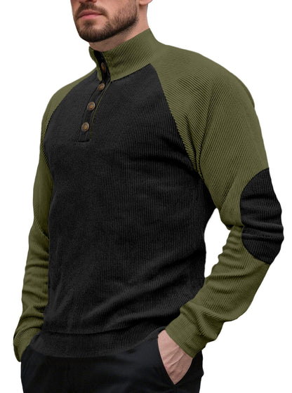 Spring Autumn Men's Outdoor Raglan Sleeve Casual Stand-up Collar Loose Long Sleeve