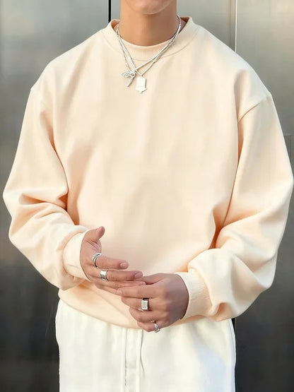 Mens Long-sleeve Wool Pullover Casual Sweatshirt