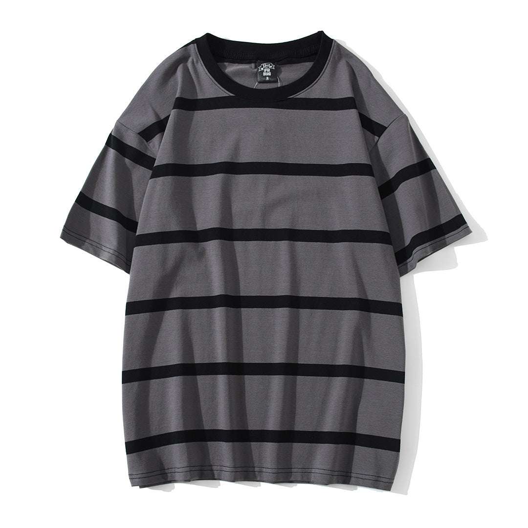 Striped Short-sleeved T-shirt Men's Fashion Simple And Loose