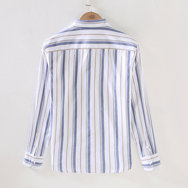 Loose Square Collar Vertical Striped Shirt