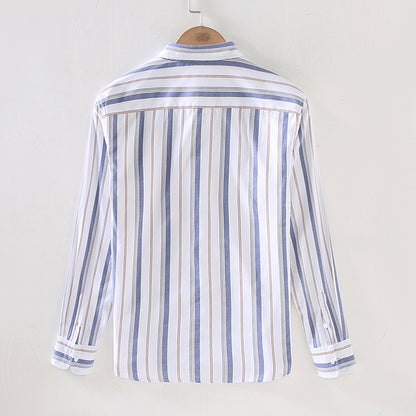 Loose Square Collar Vertical Striped Shirt