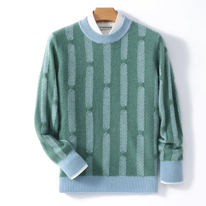 Half Turtleneck Vertical Pattern Color Matching Long Sleeve Sweater