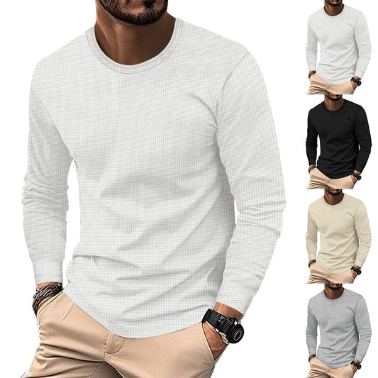 Round Neck Waffle Casual Top For Men