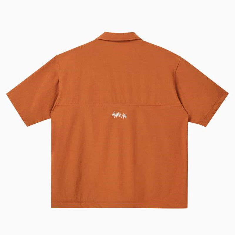 Men's And Women's Retro Solid Color Three-dimensional Pocket Solid Color Short Sleeve