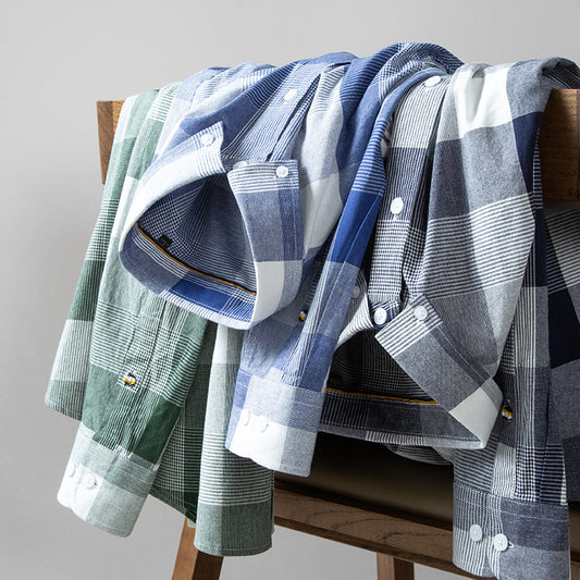 Cotton Men's Long-sleeved Shirt British Plaid Shirt