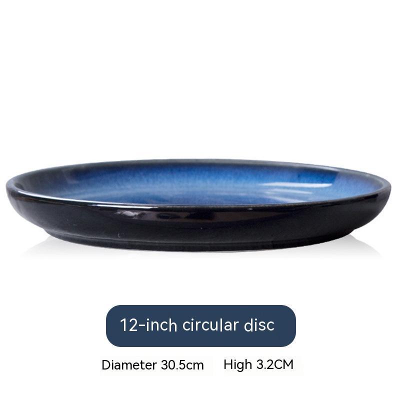 Blue Kiln Baked Gradient Ceramic Western Cuisine Plate Meal Tray Restaurant Dish Home Cutlery Plate