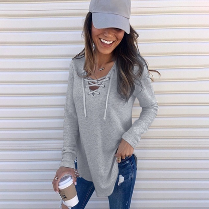 V Collar With Loose Top T-shirt