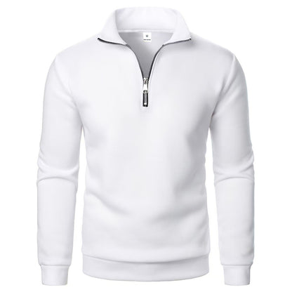 Men's Stand Collar Half Zip Casual Solid Color Long Sleeve