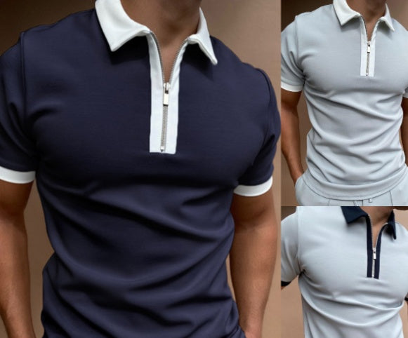 Men's T-Shirt Top With Zipper