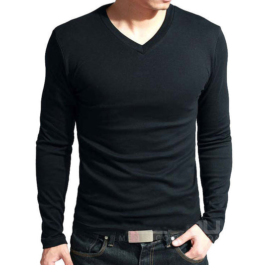 Men's Solid Color Slim T-Shirt Spring Autumn