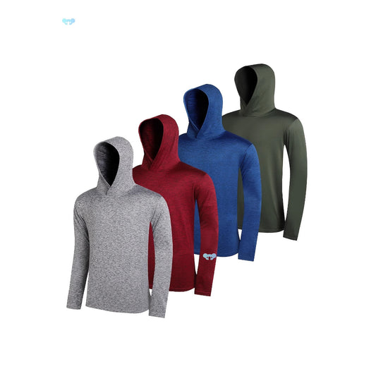4-piece Men's Lightweight Hoodie Elastic Polyester Fiber Long