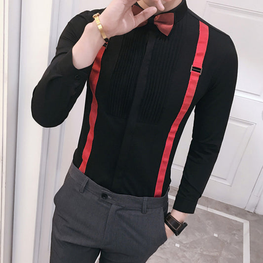 Autumn Men's Pull Strap Long-Sleeved Formal Shirts