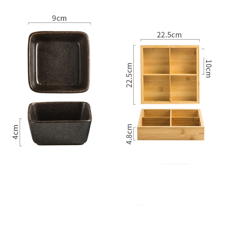 Japanese Square Ceramic Seasoning Dish Set
