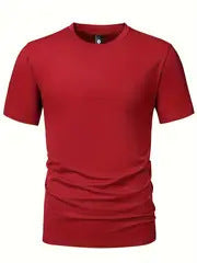 Mens Fashion Sports T-Shirt Casual Stretch Crew Neck