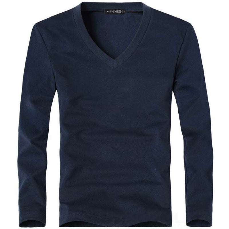 Men's Solid Color Slim T-Shirt Spring Autumn