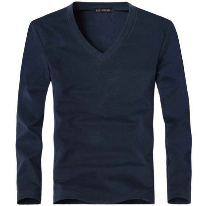 Men's Solid Color Slim T-Shirt Spring Autumn