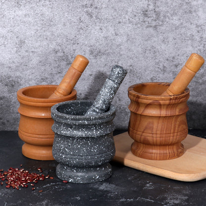 Kitchen wood grain mashed garlic jar mashed garlic masher