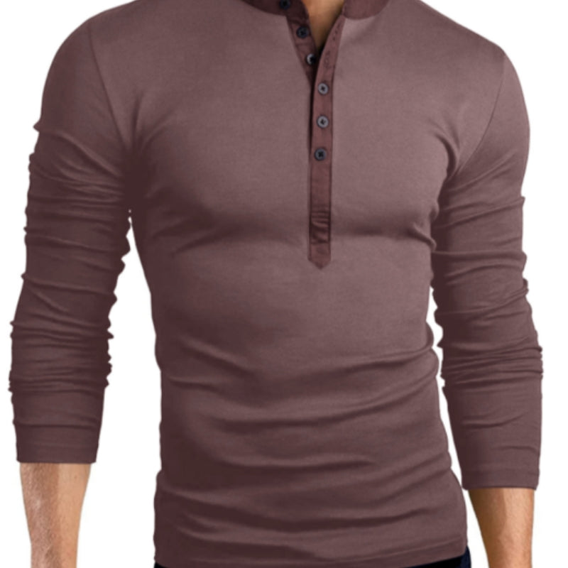 Men's Long Sleeve V-Neck Slim T-Shirt