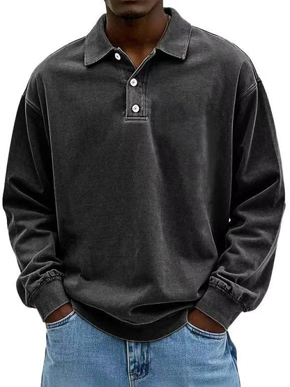 Fall Men's Long Sleeve Polo Shirts Casual Breathable Comfortable Tees Shirt Solid High Quality Sweatshirt Male T-Shirt