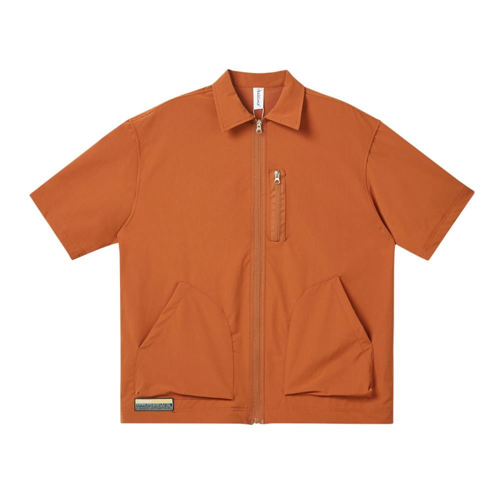 Men's And Women's Retro Solid Color Three-dimensional Pocket Solid Color Short Sleeve