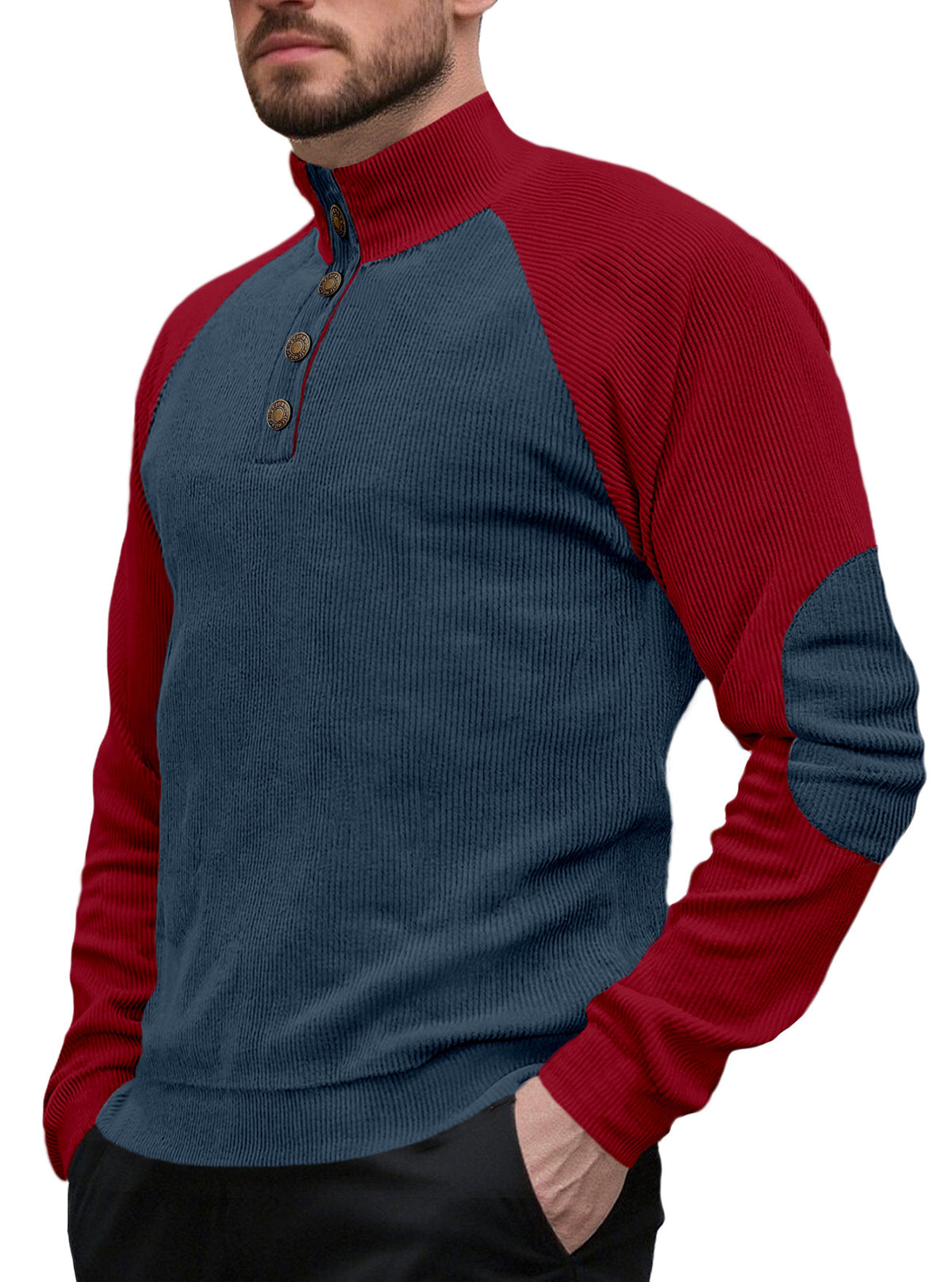 Spring Autumn Men's Outdoor Raglan Sleeve Casual Stand-up Collar Loose Long Sleeve