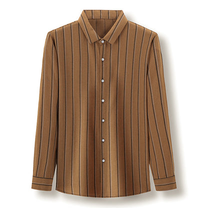 Spring And Autumn Men's Long-sleeved Striped Shirt Light Business