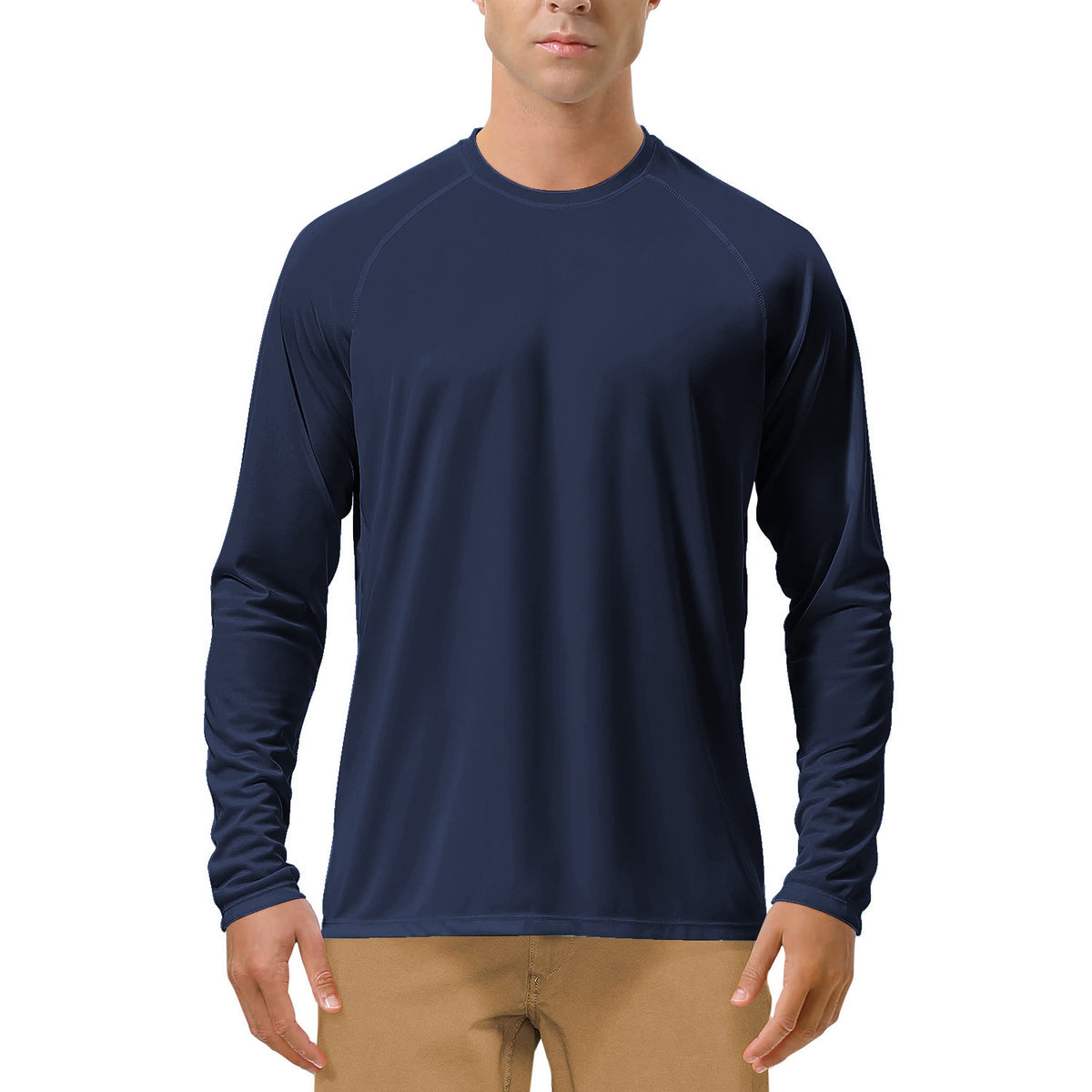 Quick-drying Solid Color Round Neck Sports Training Stretch Sun Protection Long Sleeve