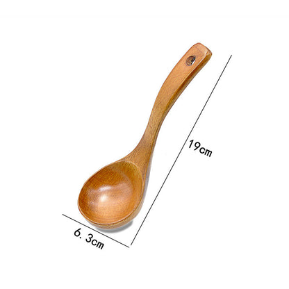 Large Medium And Small Lacquered Wood Spoon With Curved Handle