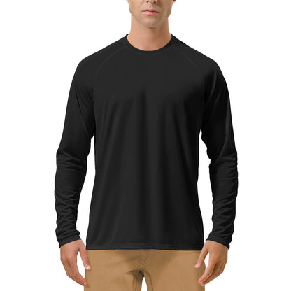 Quick-drying Solid Color Round Neck Sports Training Stretch Sun Protection Long Sleeve
