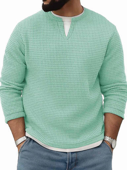 Mens FallWinter Two-Piece Crew-Neck Long-Sleeve Top