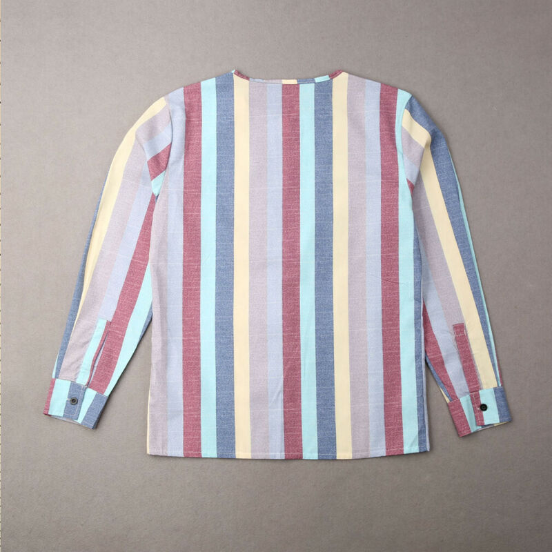 Striped long sleeve linen men's casual shirt