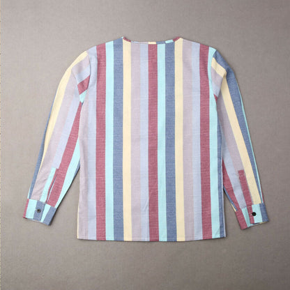 Striped long sleeve linen men's casual shirt