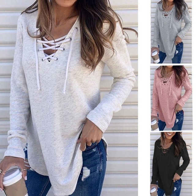 V Collar With Loose Top T-shirt