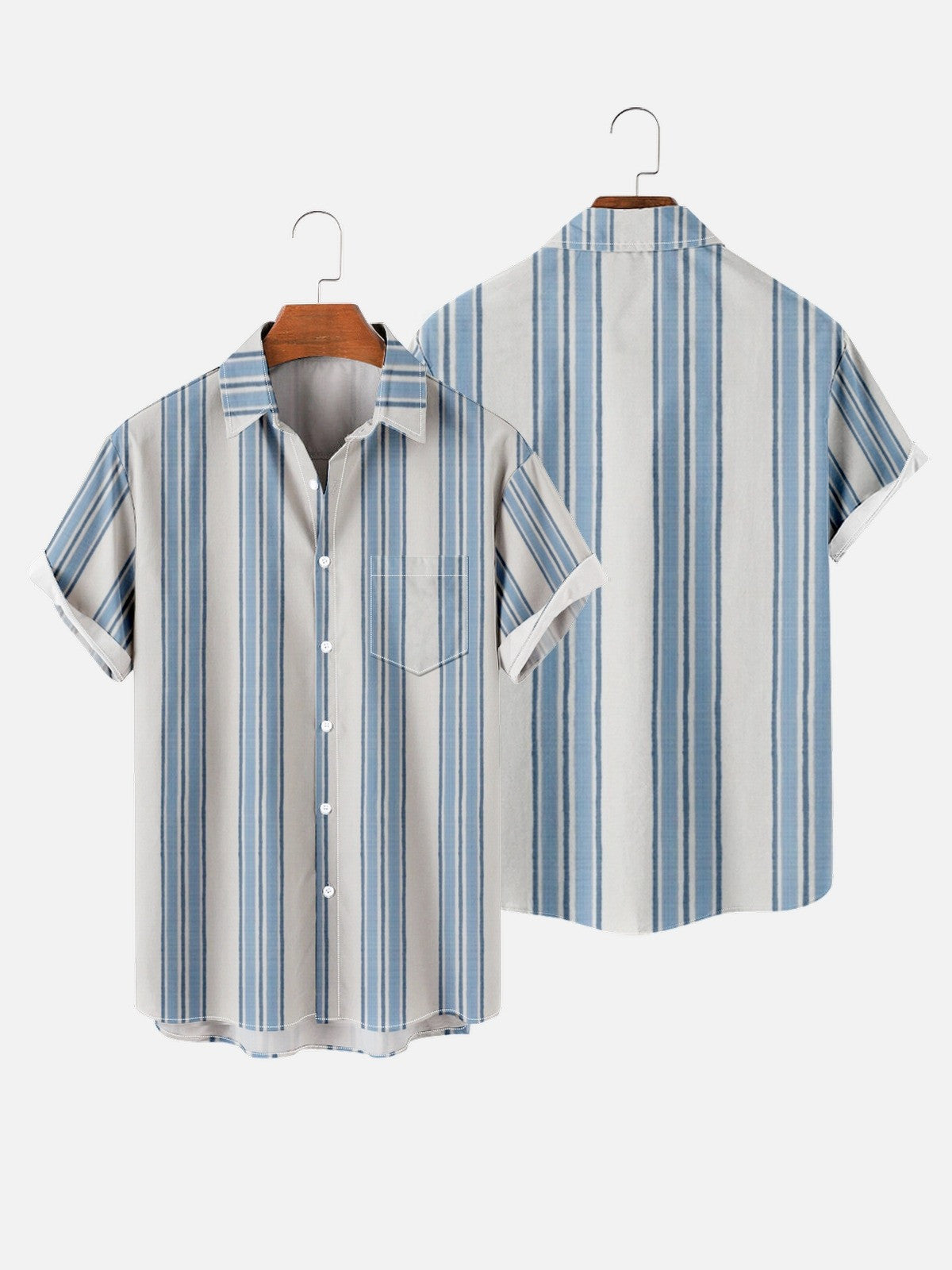 Striped 3D Digital Printing Loose Short-sleeved Shirt