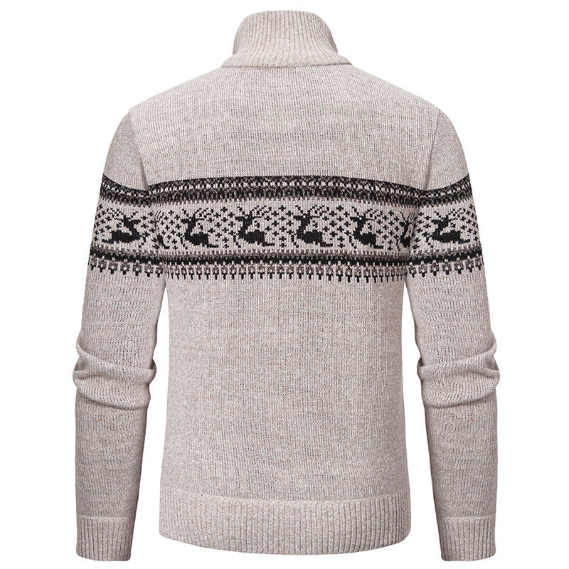 Handsome Bottom Line Large Size Half-zip Sweater