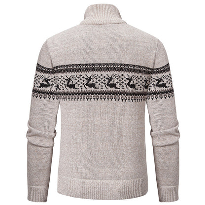 Handsome Bottom Line Large Size Half-zip Sweater