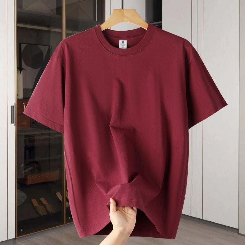 Drop Shoulder Loose Round Neck Pure Color All-matching
