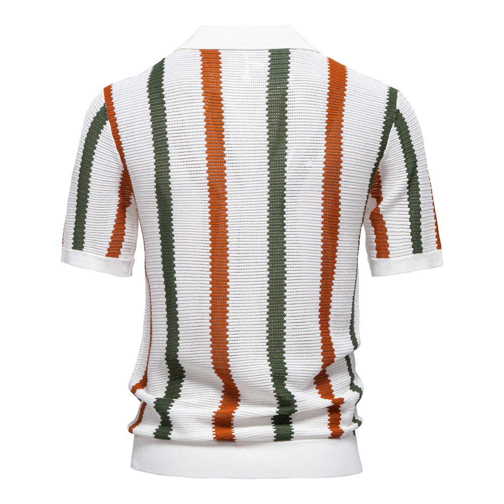 Breathable Hollow Men's Short-sleeved Polo Shirt Sweater