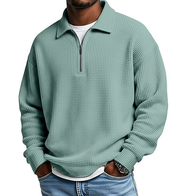 Mens Half-Zip Collared Polo Shirt Top