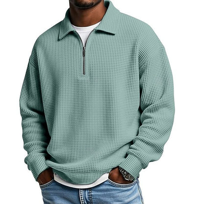 Mens Half-Zip Collared Polo Shirt Top