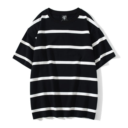 Striped Short-sleeved T-shirt Men's Fashion Simple And Loose