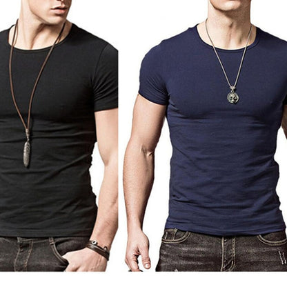 Men's T-shirt Short-sleeved Slim Solid Color Quick-drying