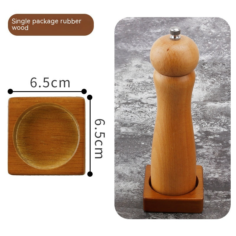 Solid Wood Pepper Mill Base Locust Manganese Rubber Wood Double Hole Tray