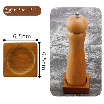 Solid Wood Pepper Mill Base Locust Manganese Rubber Wood Double Hole Tray